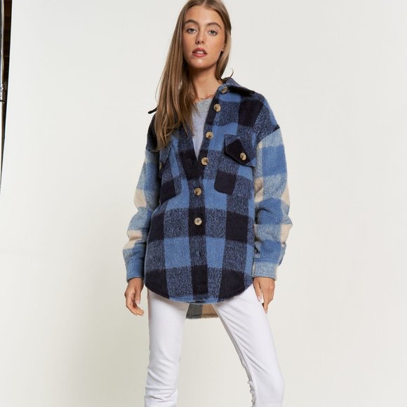 new LIMITED EDITION DAVI N DANI plaid shacket shirt jacket SM-3X western shabby - Picture 8 of 10